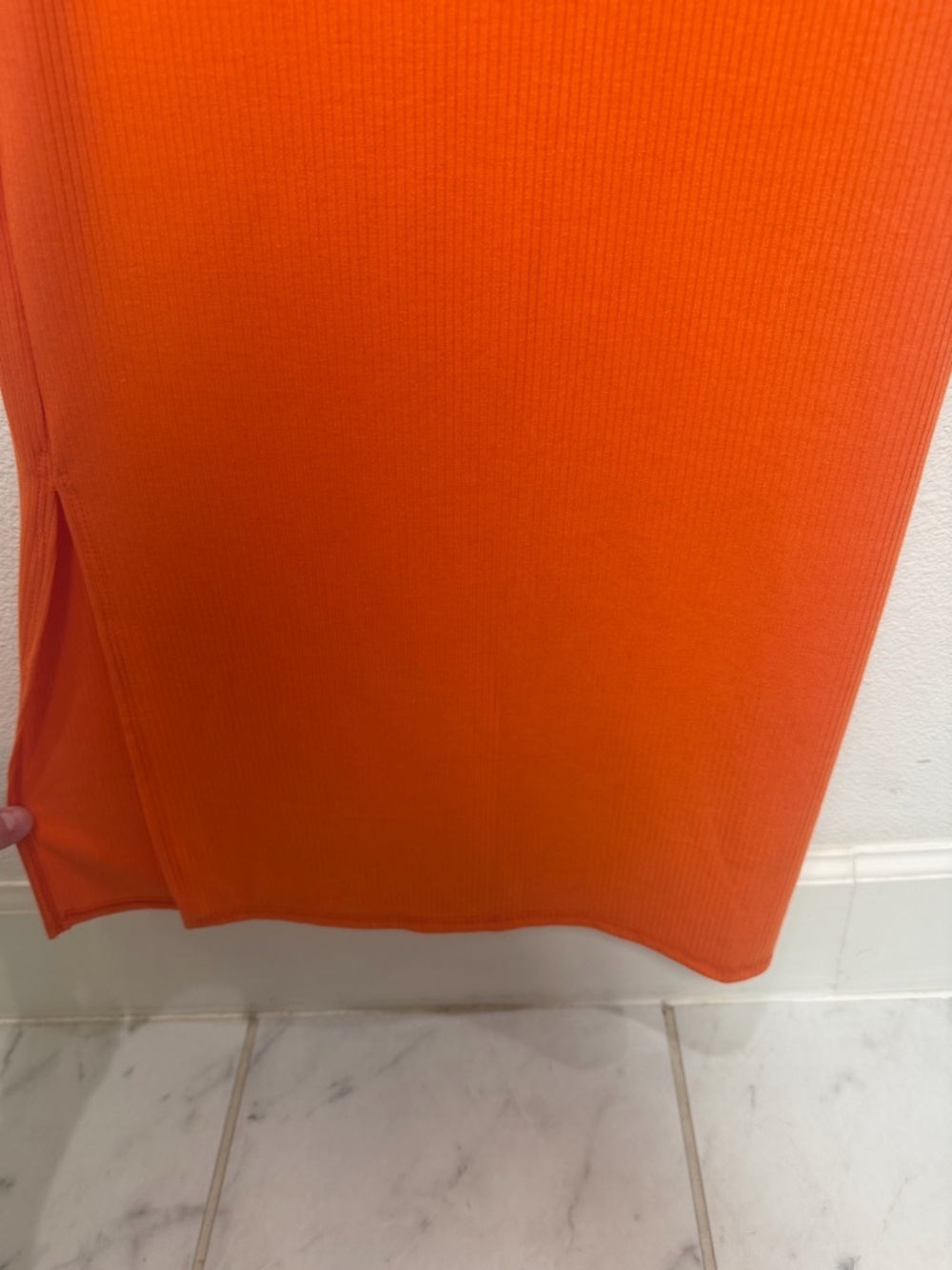 SEE YOU MONDAY LA One Shoulder Ribbed Side Slit Maxi Dress Orange Bodycon NWT L - Picture 5 of 10